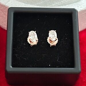 Luxury Rose gold oval 1.0 CT Moissanite Diamond Stud‎ Earrings